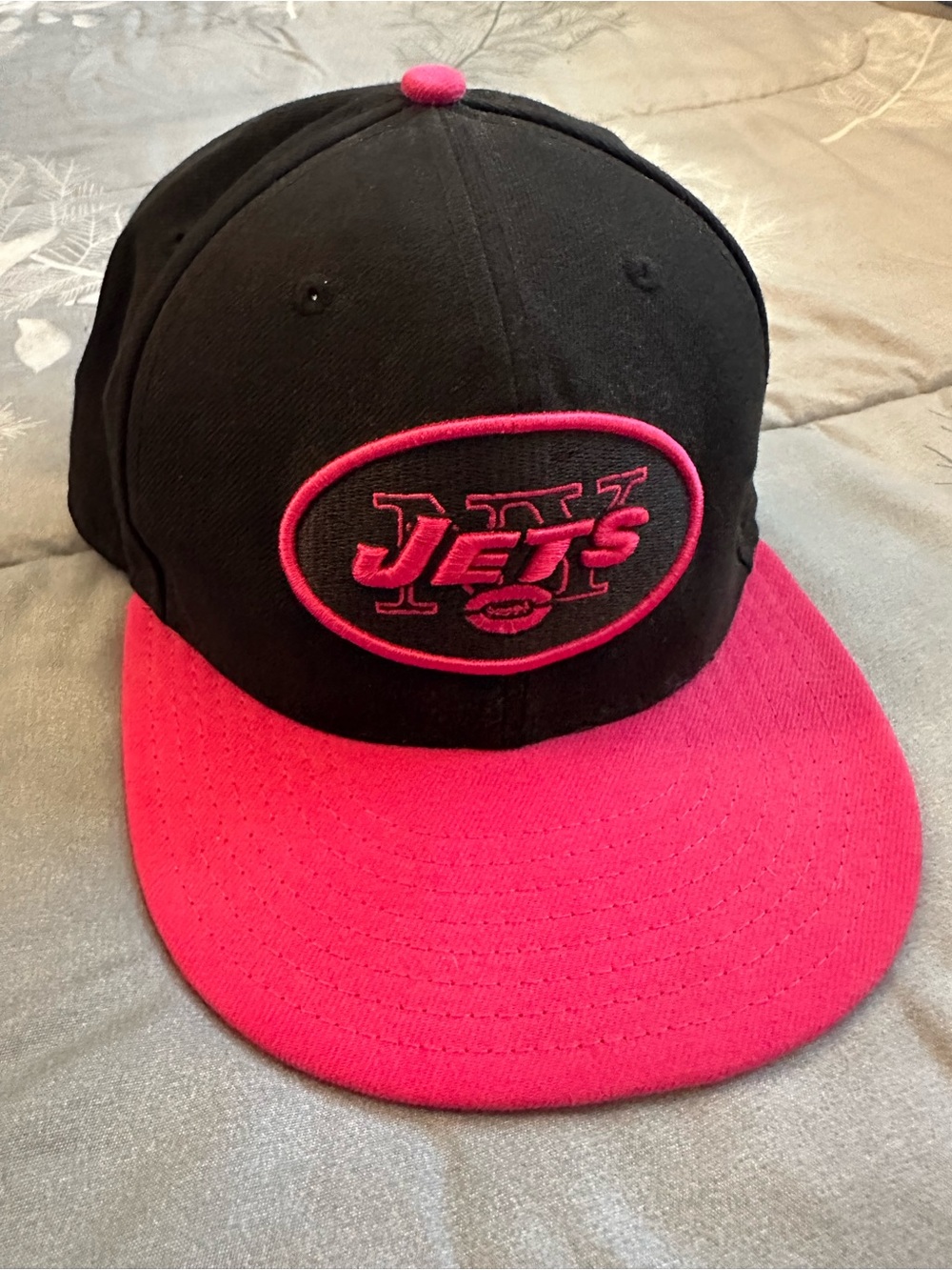 NWT New Era Black & Hot Pink Jets Snapback Hat Breast Cancer Awareness M/L